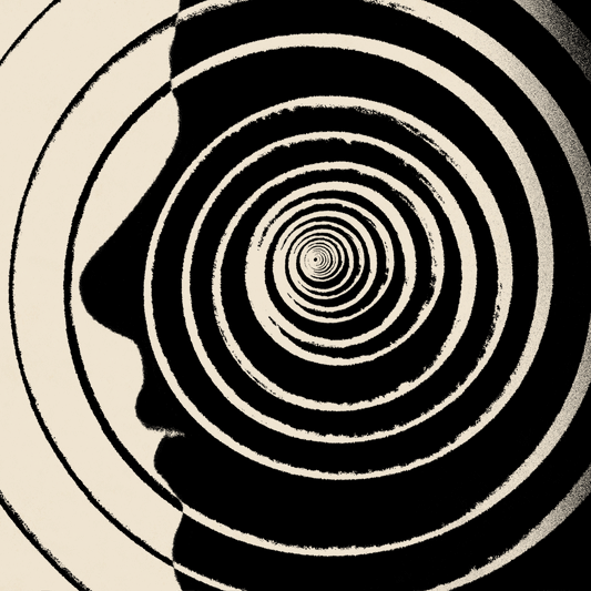 Hypnotic spiral pattern symbolizing vertigo, used in a mindful painting and Meniere's disease blog post