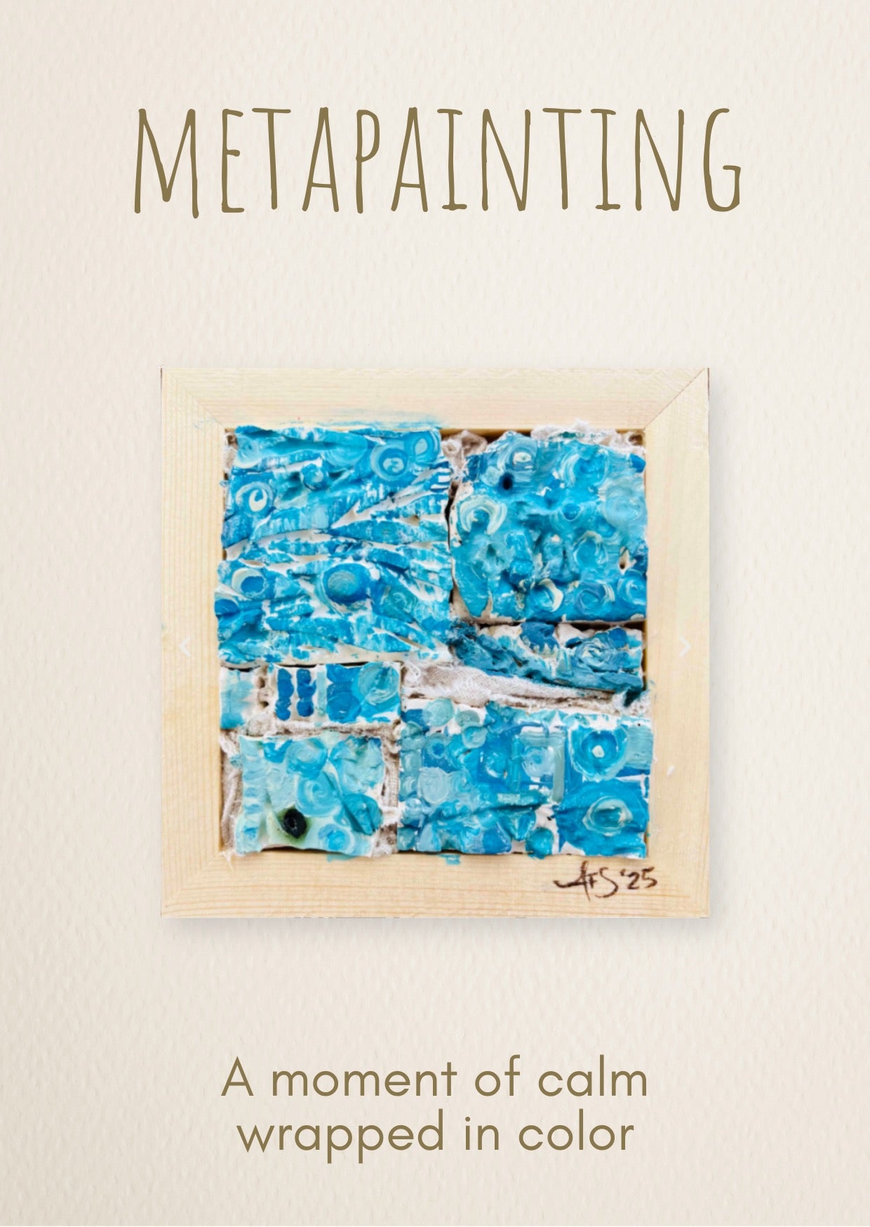 Water Element MetaPainting Kit by AFS Mosaics — completed MetaPainting on ceramic tile in cool blue and aqua tones